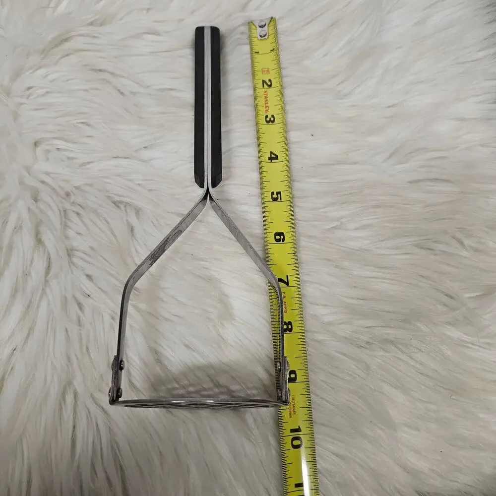Vintage Flint Stainless Steel Potato Masher Wood Handle Kitchen Tool 9.5”